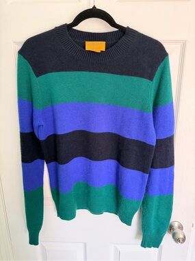 Striped Crewneck Sweater in Green, Blue & Black